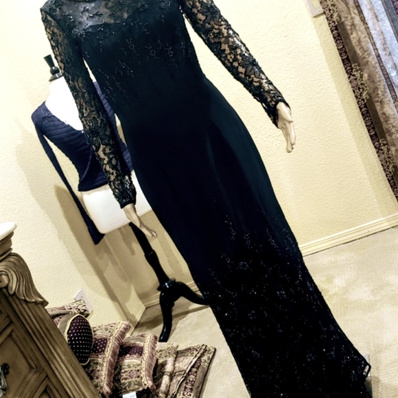 Montage by Mon Cheri Black Beaded Gown - Picture 8 of 16